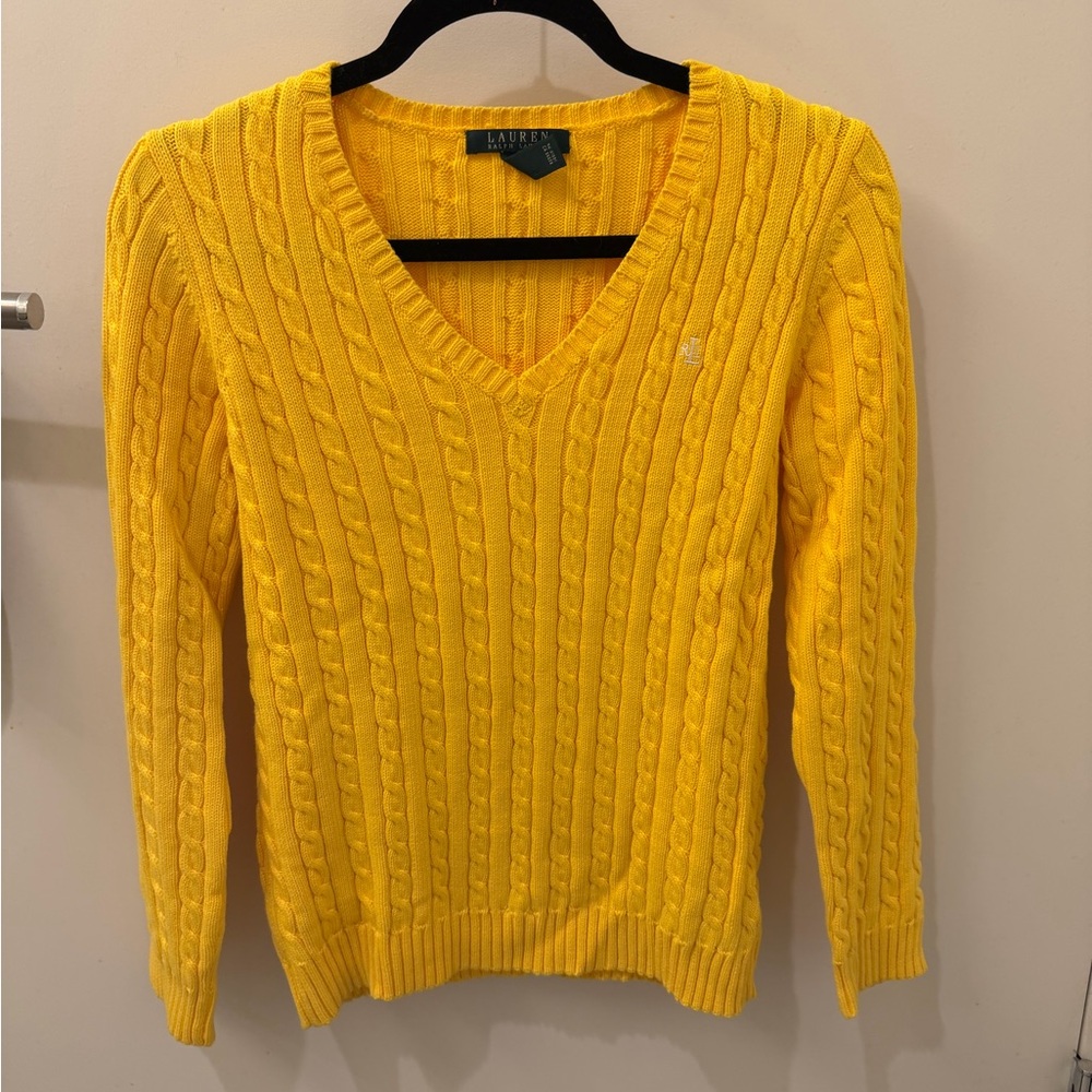 Lauren Ralph Lauren V-Neck Sweater in Vibrant Yellow